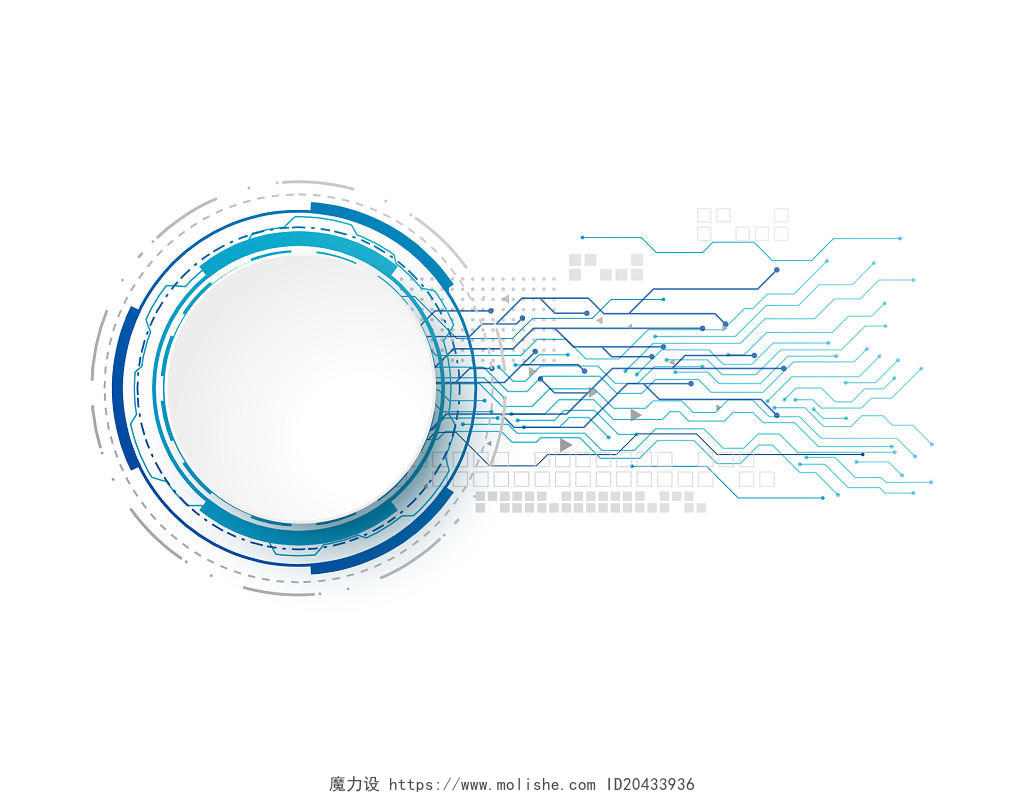创意科技圈元素矢量蓝色线路按钮PNG素材科技线条元素